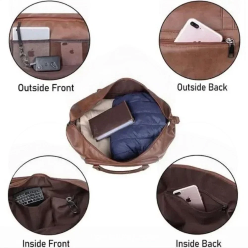 New Large Overnight Travel Duffle Tote Bags, Brown